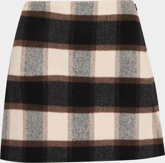 Theory Wool Plaid Mini Skirt