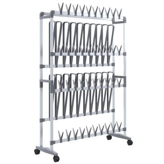 Berkfield Home Shoe Rack with Wheels Silver 89x27x120 cm | Size: 89 x 27 x 120 cm