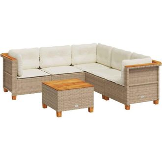 vidaXL Vidaxl - Set Divano da Giardino 6 pz con Cuscini Beige in Polyrattan