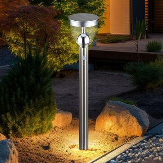 Globo Lighting Luce da giardino con rilevatore di movimento Luce da sentiero a LED in acciaio inox Luce da esterno con lampade solari Erspitz per esterni, 3