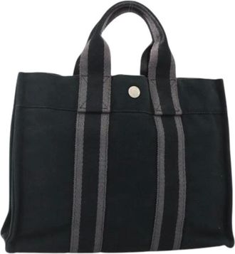 Herm&egrave;s Pre-owned Tote Bags, female, Black, Size: ONE SIZE Pre-owned Vintage Canvas Hand Bag