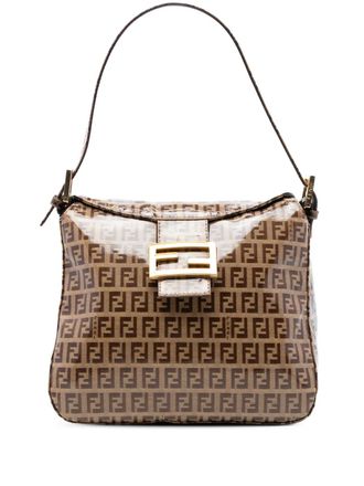 Fendi Borsa a spalla Double Flap con motivo Zucchino e cristalli XX secolo - Marrone