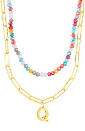 Adornia Initial Water Resistant Layered Necklace in Multi-Q at Nordstrom Rack
