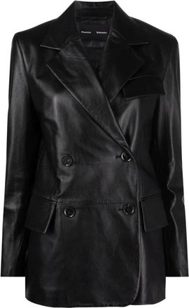 Proenza Schouler Zwarte Leren Casual Blazer - Dames - Leren en Su&egrave;de Jassen - Zwart - XS - Leer - Jassen