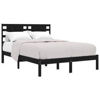 Berkfield Home Beautiful Bed Frame Black Solid Wood Pine 200x200 cm