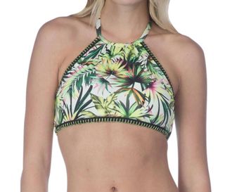 Lucky Brand High Neck Bikini Top In Coastal Palms