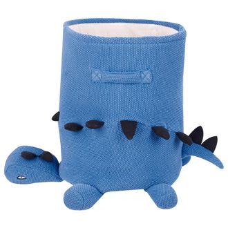 Beliani Cesta De Almacenamiento Para Juguetes De Algod&oacute;n Dinosaurio Accesorio De Habitaci&oacute;n Infantil De Punto Azul Tanda