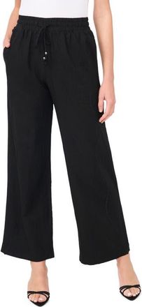CeCe by Cynthia Steffe Drawstring Linen Blend Pants in Rich Black at Nordstrom, Size Xx-Small