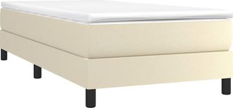 vidaXL Cama Box Spring Con Colch&oacute;n Cuero Sint&eacute;tico Crema 90x190 Cm Vidaxl
