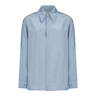 Bottega Veneta Shirts, female, Blue, Size: 2XS Washed Parachute Shirt