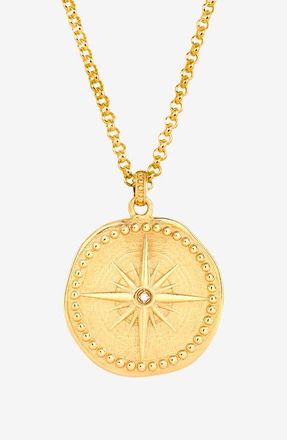 Dower & Hall Mens Diamond True North Talisman Necklace in Yellow Gold Vermeil at Nordstrom, Size 22