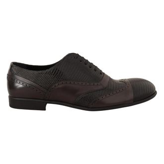 Dolce & Gabbana Prachtige Bruine Leren Oxford Kostuumschoenen met Hagedissenprint - Heren - Nette schoenen - Bruin - 44 EU - Leer - Schoenen