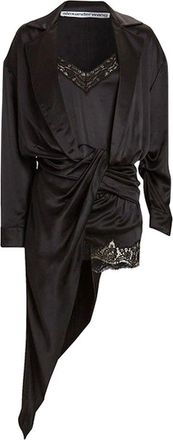 Alexander Wang Black Silk And Lace Draped Pj Slip Dress Size S