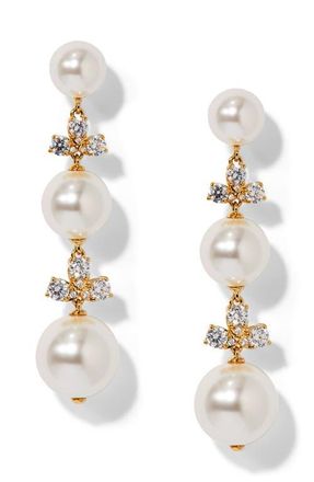 Nadri Faux Pearl Linear Drop Earrings in Gold at Nordstrom