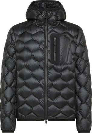 Peuterey Blauwe Geometrische Pufferjas - Heren - Winterjassen - Blauw - L - Nylon - Jassen