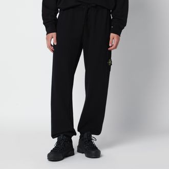 Stone Island Pantaloni affusolati Compass-Badge neri in cotone