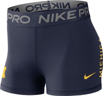 Nike Michigan Pro Nike Womens Dri-FIT College Mid-Rise Shorts in Blue | 04PR41SMWN-5KT