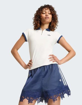 adidas Originals Pantaloncini in raso e pizzo indaco notte-Blu