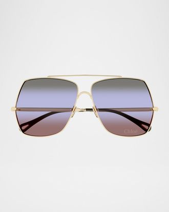 Chloé Gradient Aviator Metal Sunglasses