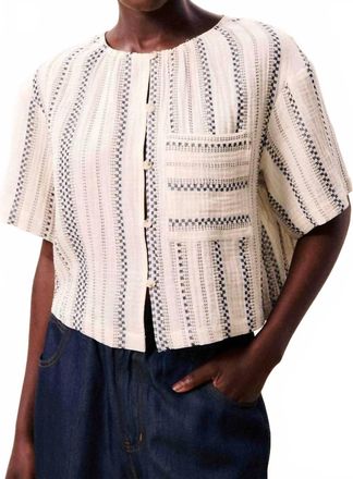 FRNCH Valea Loose Fit Short Kimono Sleeves Top In Cream