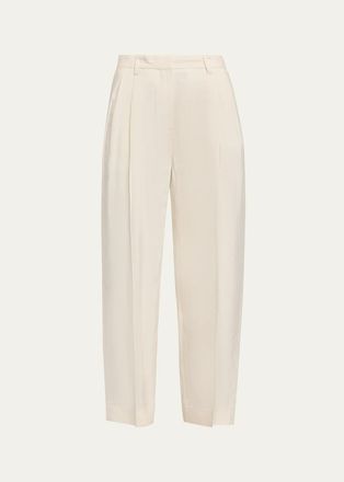 Toteme Garderob Double-Pleat Straight-Leg Ankle Trousers