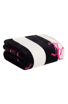 Juicy Couture Cabana Hot Plush Throw Blanket in Black at Nordstrom Rack, Size Twin/twin Xl