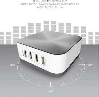Trade Shop Trade Shop - Cargador De Escritorio De Mesa Con 8 Enchufe Usb De 10 A Cargador De Bater&iacute;a De Tel&eacute;fono M&oacute;vil