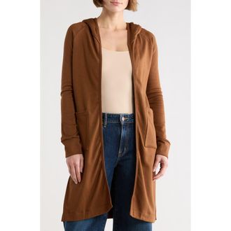 Go Couture Hooded Sweater Cardigan in Raw Umber at Nordstrom Rack, Size X-Large