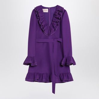 Valentino Purple Wool And Silk Mini Dress