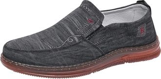 Generic Fashion Spring Summer Men Casual Shoes Flat Bottom Thick Sole Non Slip Solid Canvas Upper Slip On Comfortable and (Black, 7.5)-2