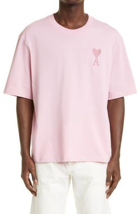 Ami Ami de Couer Embroidered Organic Cotton T-Shirt in Pale Pink at Nordstrom, Size X-Large