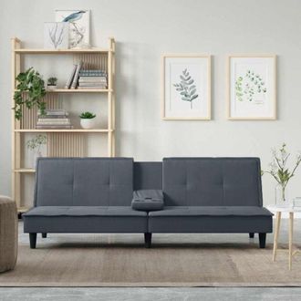 vidaXL Divano Letto con Portabicchieri in Velluto Grigio Scuro - Vidaxl