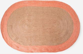 Linea Paralela Linea Paralela - alfombra ovalada yute bicolor natural y coral 120X180CM