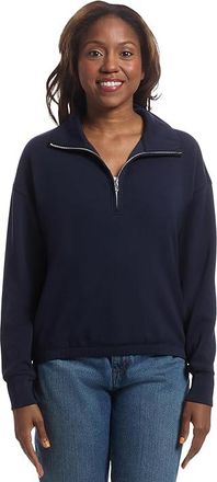 Elliott Lauren Quarter Zip Top With Elastic Band Womens T Shirt Navy : XS, Elastane/Modal/Polyester
