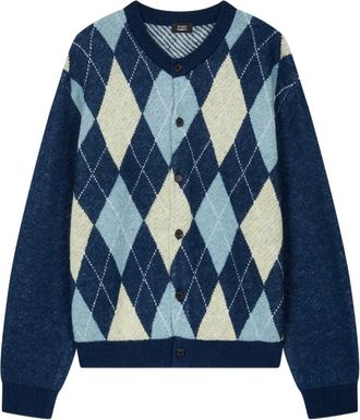 STUDIO TOMBOY diamond-pattern cardigan - Blue