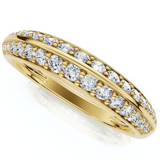 Pompeii3 F/VS.39Ct Double Row Pave Diamond Wedding Ring 14k Gold Lab Grown