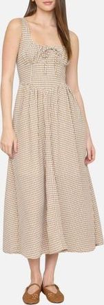 Blu Pepper Gingham Fit & Flare Midi Dress in Brown at Nordstrom Rack, Size Medium