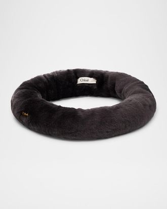 Chloé Shearling Headband W/ Logo Hardware