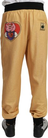 Dolce & Gabbana Gold Year Of The Pig Cotton Mens Pants