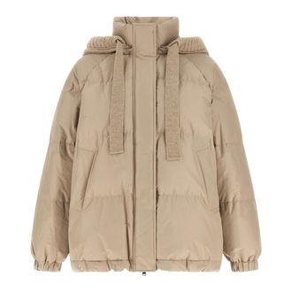 Brunello Cucinelli Chaqueta de plum&oacute;n en tafet&aacute;n de algod&oacute;n t&eacute;cnico - Jackets - Mujer - Beige - XS