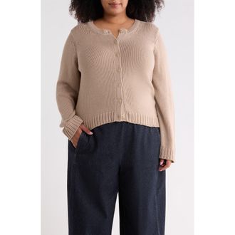 Eileen Fisher Organic Cotton Button Front Cardigan in Wheat at Nordstrom, Size 3X