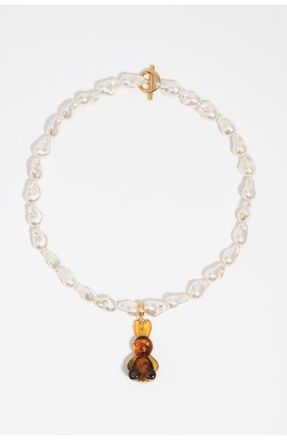 Bimba & Lola Resin Rabbit And Pearl Necklace in Brown at Nordstrom