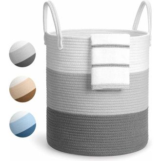 OEM Grand Panier &Agrave; Linge, Panier &Agrave; Linge Pliable, Panier De Rangement Avec Poign&eacute;e, Corbeille A Linge En Corde De Coton, Gris