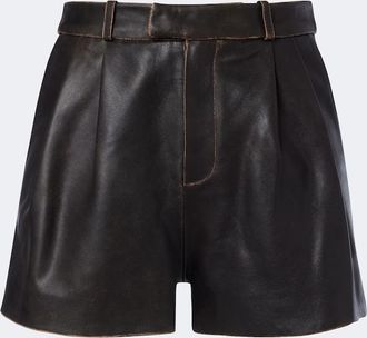 Arma High-rise leather shorts