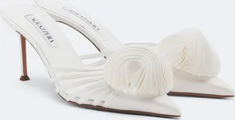 Aquazzura Wild Bloom appliqu&eacute; satin mules