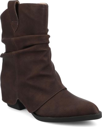 Journee Collection Womens Wynette Medium and Wide Width Western Slouchy Ankle Booties