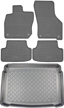 OEM Audi A3 8y Hatchback (5 Puertas) Desde 03.2020 Set - Alfombrillas De Goma Para Coche + Alfombrilla Para Maletero