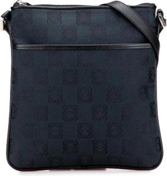 Loewe Pre-owned Cross Body Bags, female, Blue, Size: ONE SIZE Pre-owned Leather Crossbody Bag