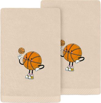 Linum Home Textiles 2-Pack Embroidered Hand Towel in Sand Basketball at Nordstrom Rack