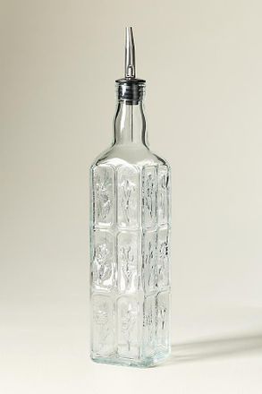 Anthropologie Floral Embossed Glass Oil Cruet